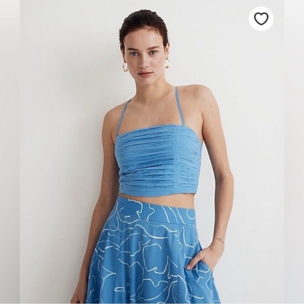 NWT Madewell Poplin Crop Tube Top - Ornamental Blue size 0